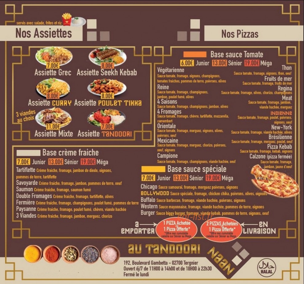 Au Tandoori Naan — carte page 1