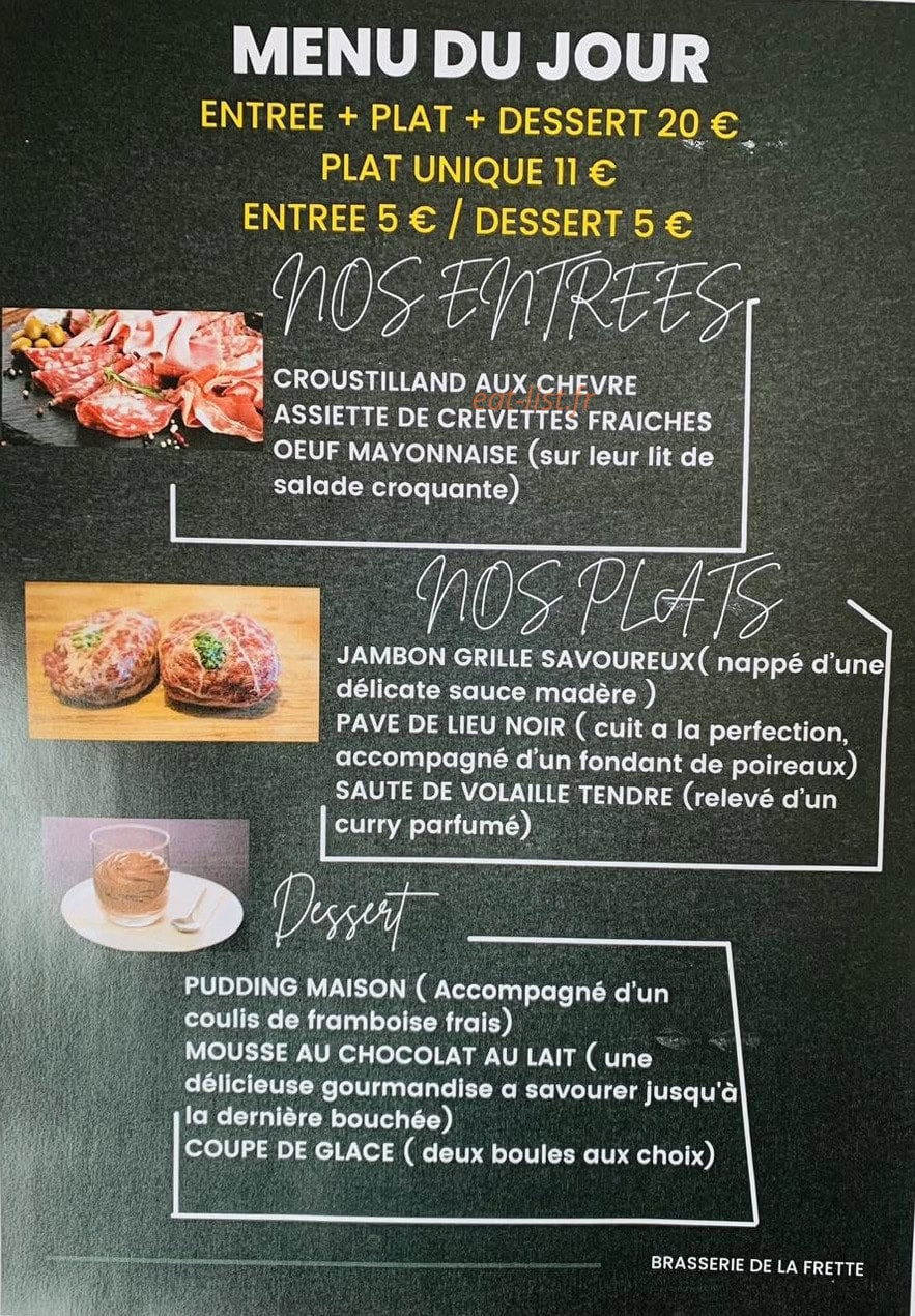 Brasserie De La Frette — carte page 1
