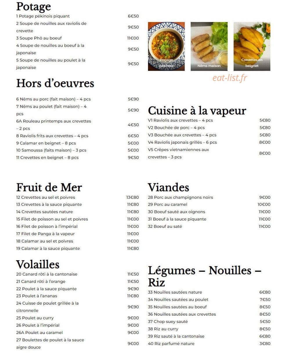 Le Jardin de Chine — carte page 1