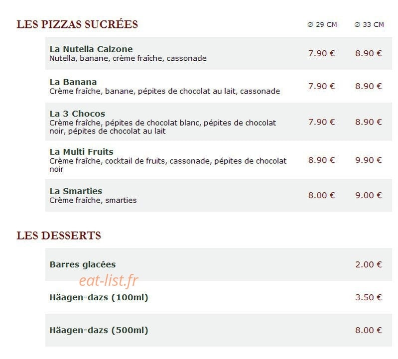 Le Kiosque à Pizzas — carte page 5