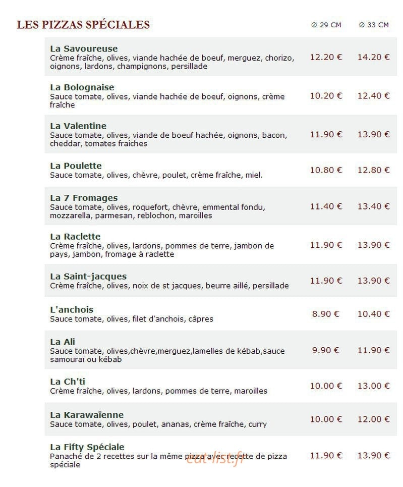 Le Kiosque à Pizzas — carte page 3