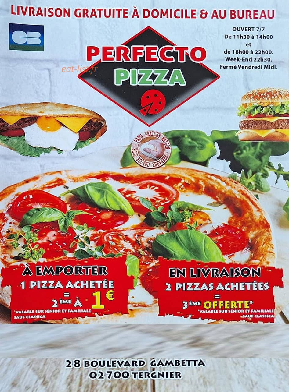 Perfecto Pizza — carte page 1