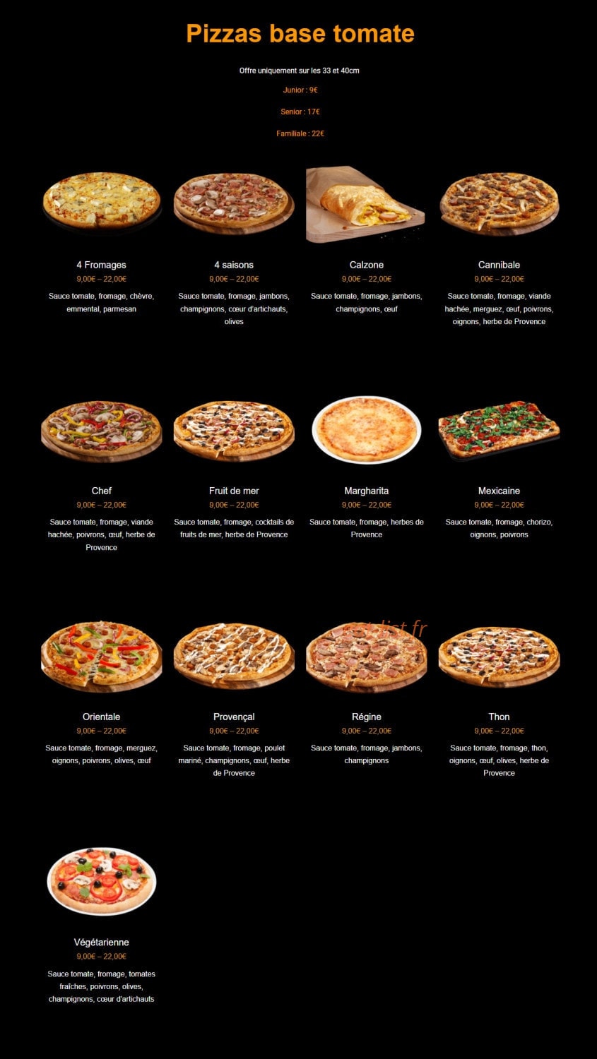 Pizz'a sam — carte page 1