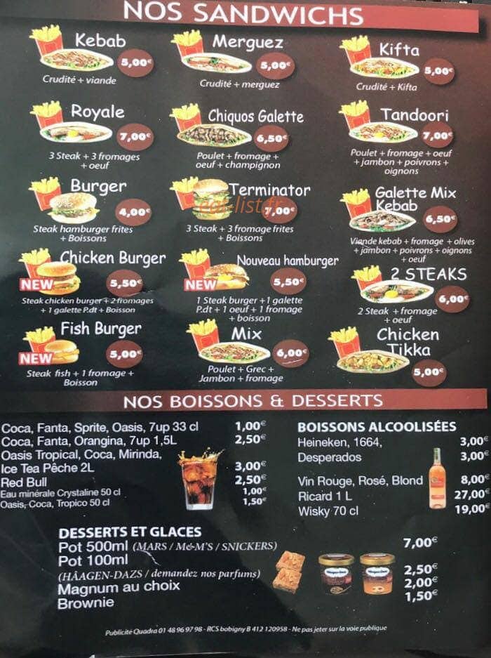 Pronto pizza kebab — carte page 4