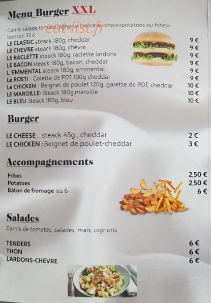 Burger sans faim — carte page 1