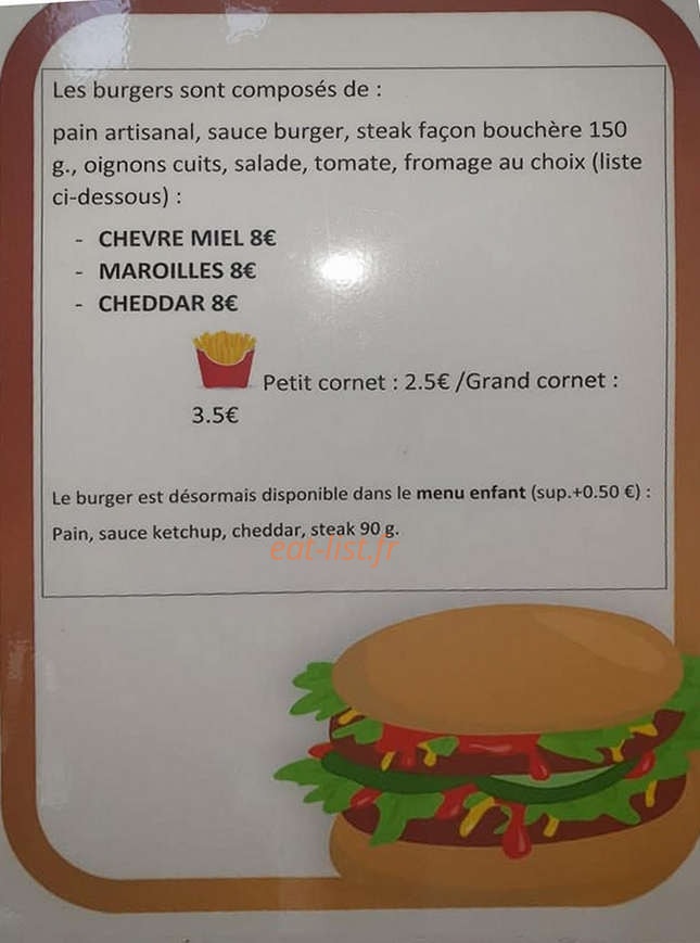 La Frite Gourmande — carte page 1