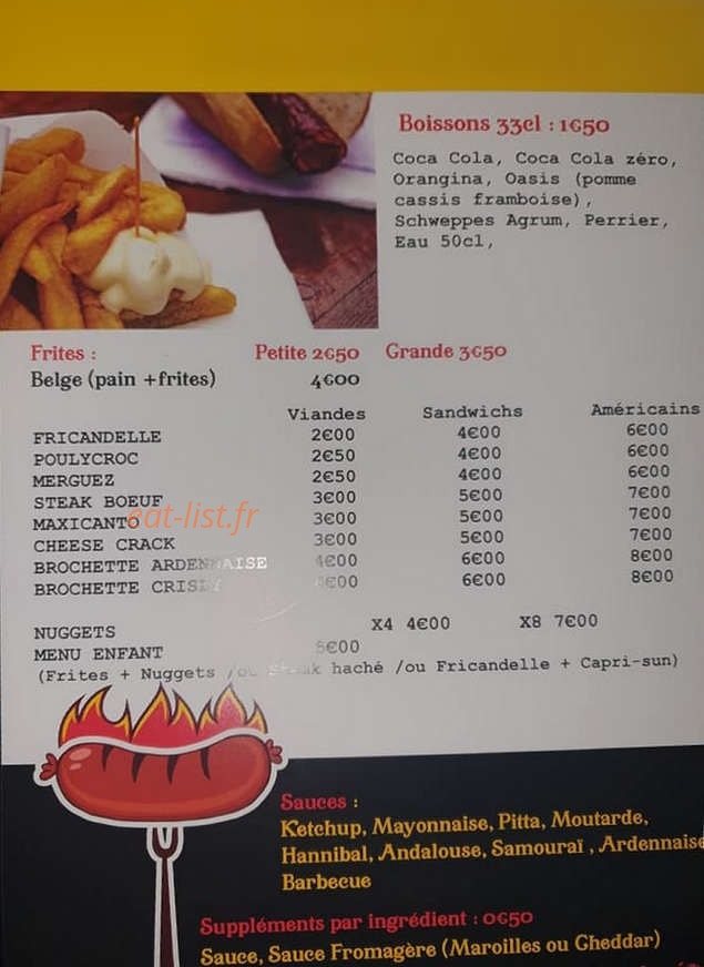 La Frite Gourmande — carte page 2