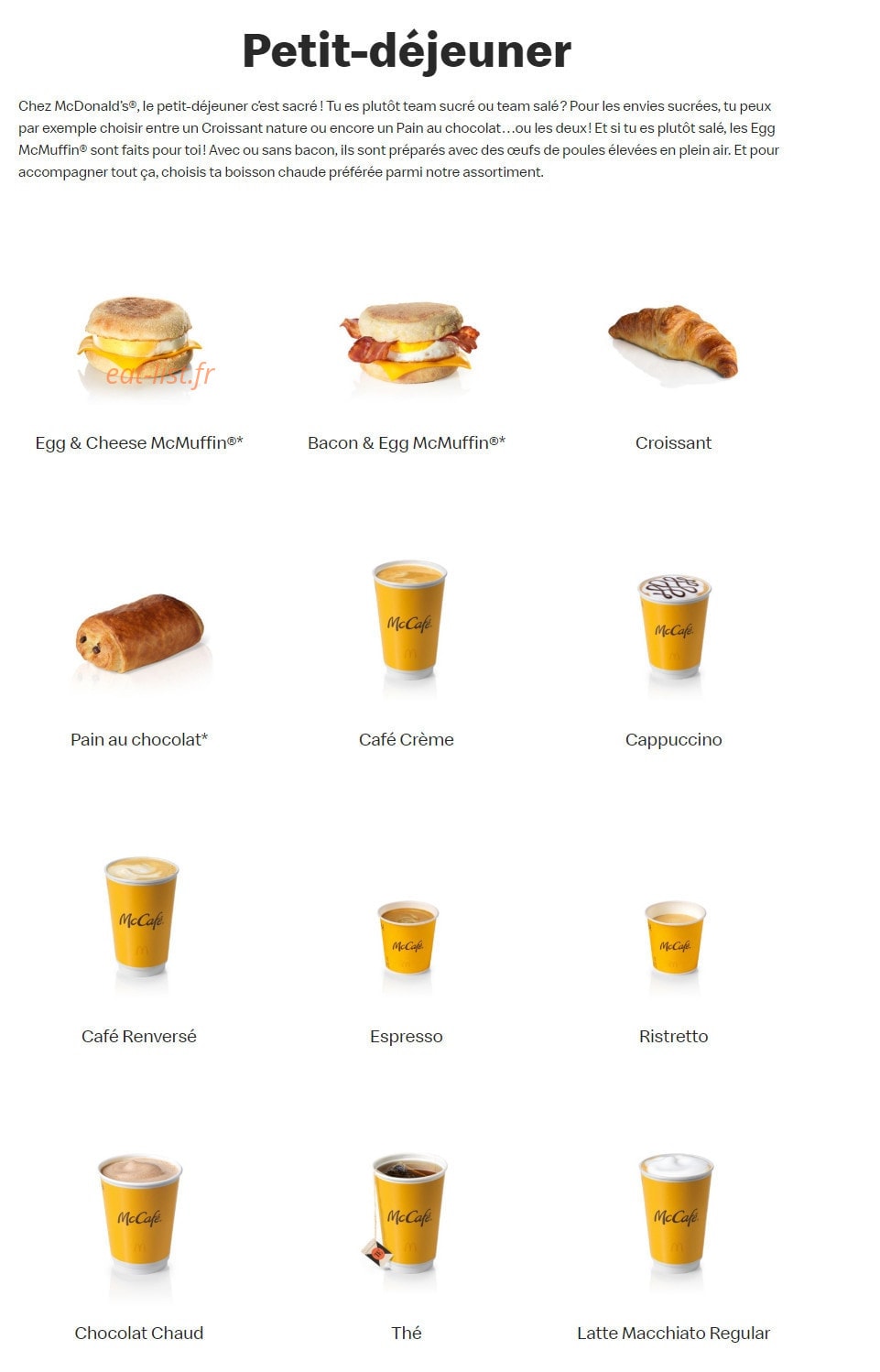 Mc Donald's — carte page 20