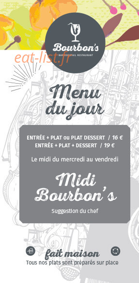 Bourbon's — carte page 1