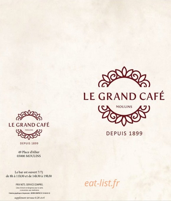 Le Grand café — carte page 1