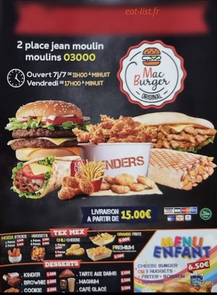 Mac Burger — carte page 1