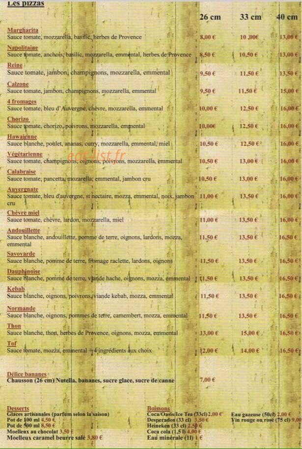 Pizza Tof — carte page 2