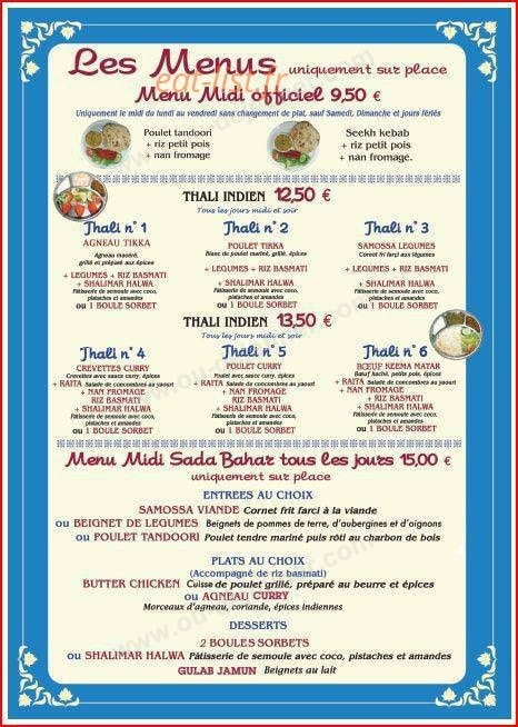 Restaurant Shalimar — carte page 9
