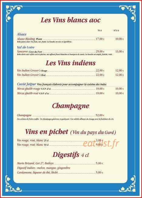 Restaurant Shalimar — carte page 6