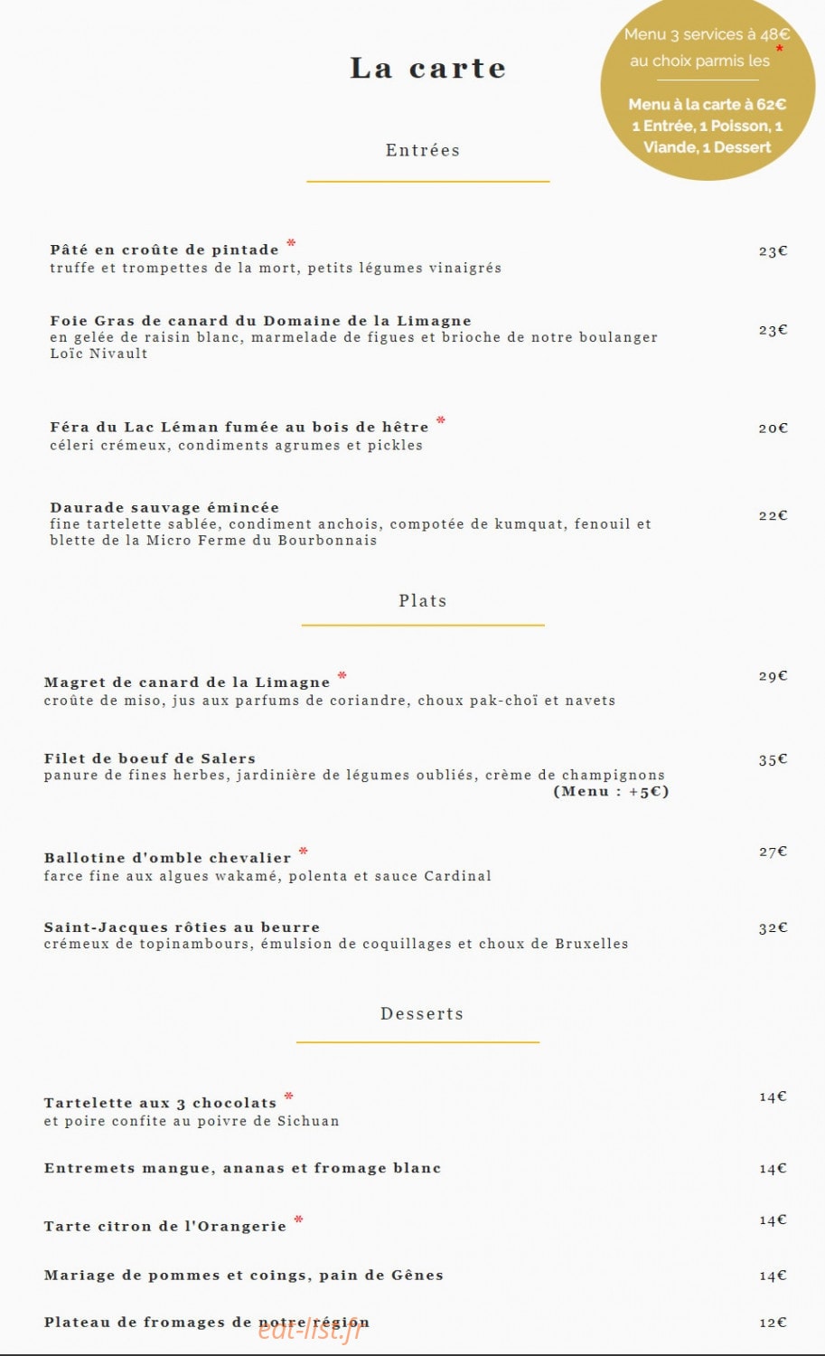 L'Orangerie — carte page 1