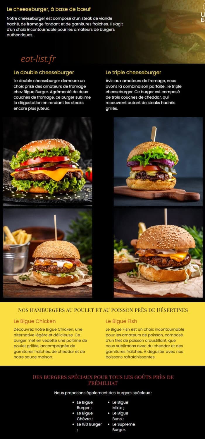 Bigue burger — carte page 1