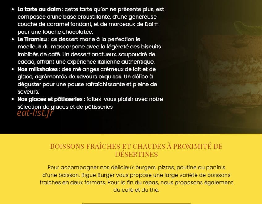 Bigue burger — carte page 6