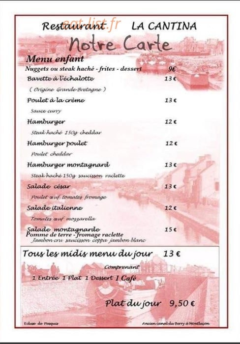 La cantina — carte page 1