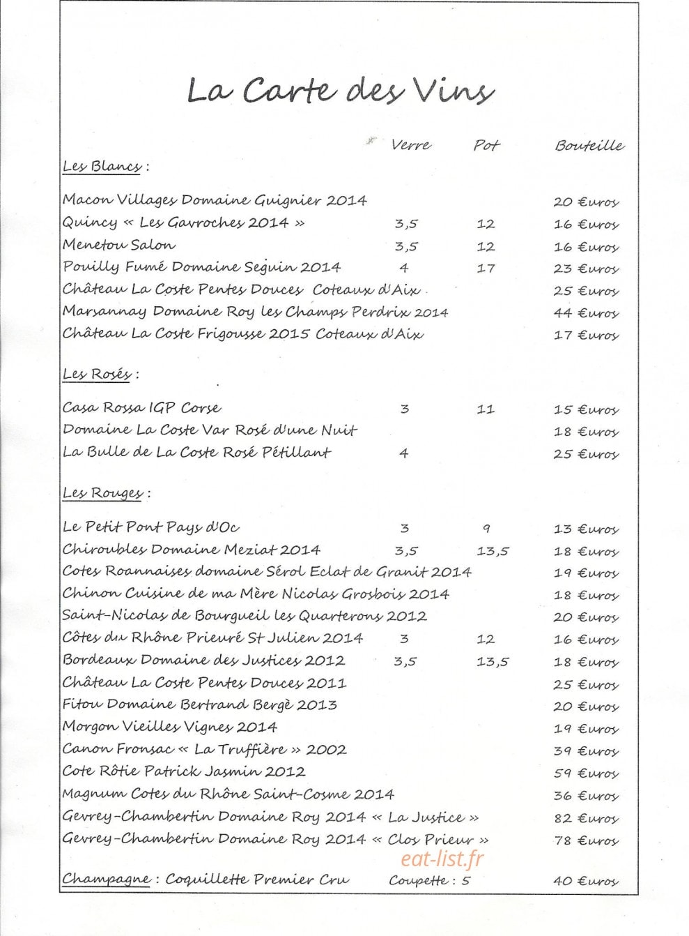 La Cantine — carte page 2