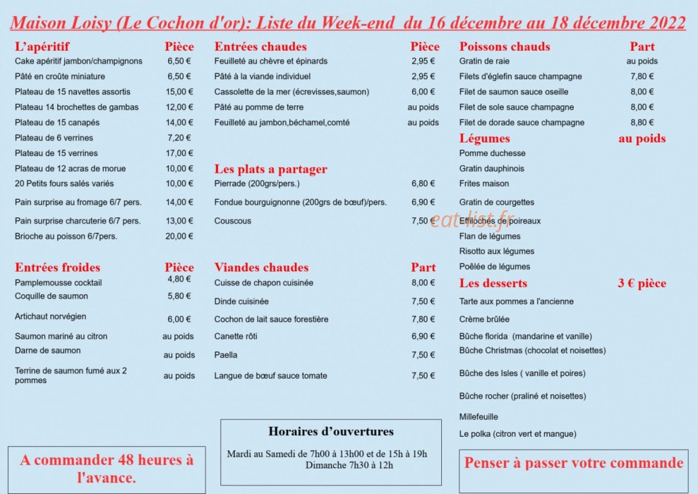 Le Cochon d'Or — carte page 1