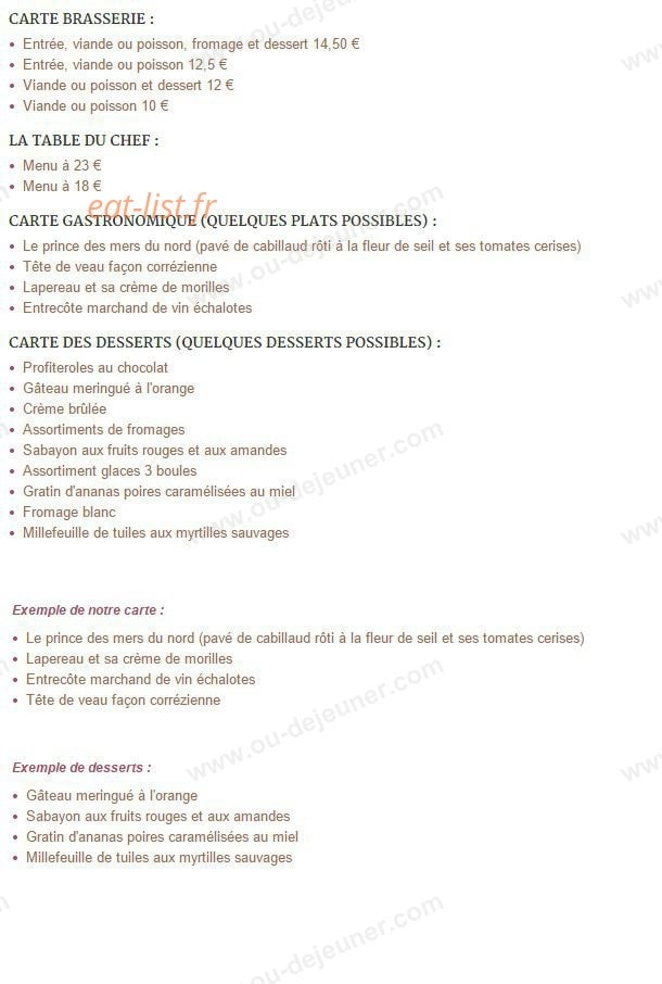 Le Faisan — carte page 1