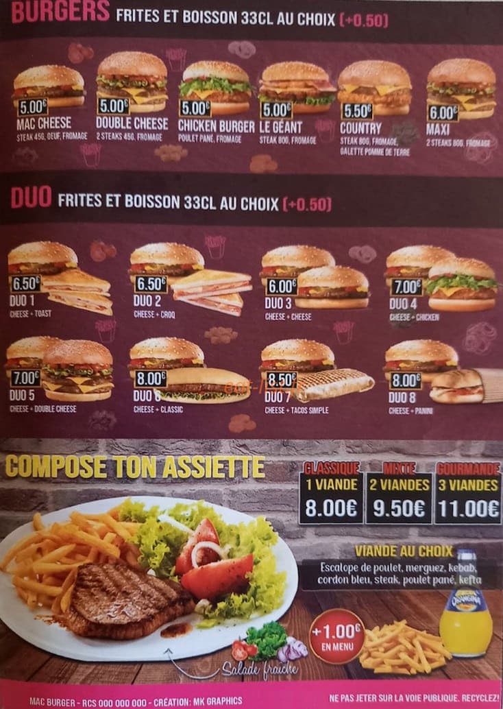 Mac Burger — carte page 3