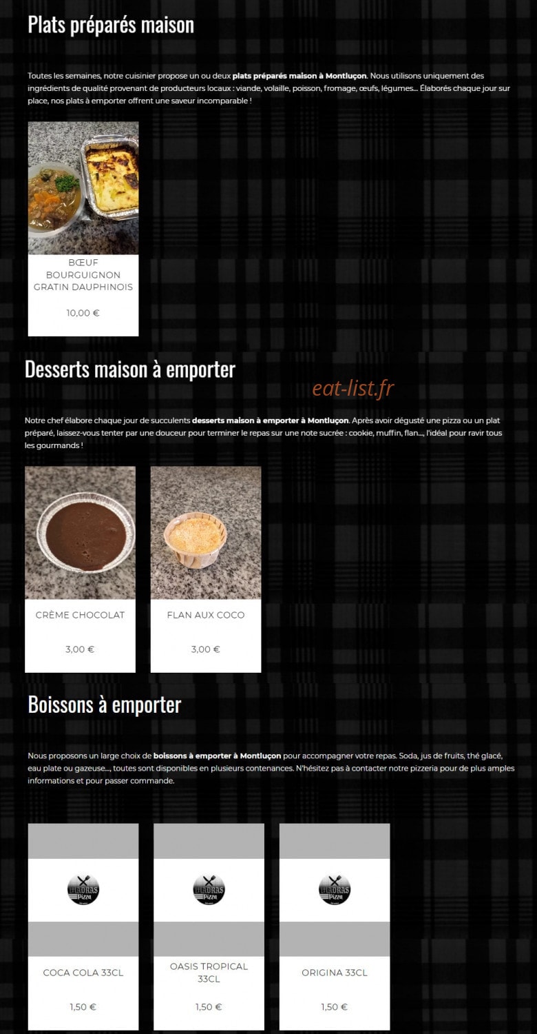Madras Pizza — carte page 2