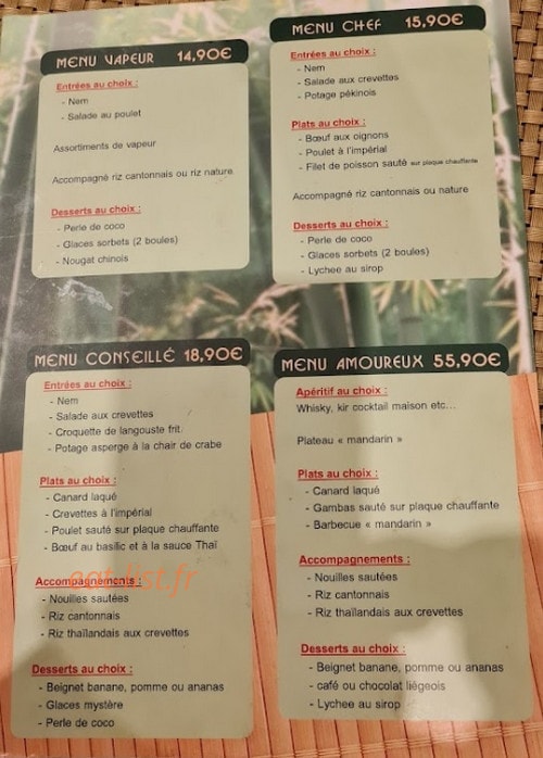 Nouveau Mandarin — carte page 1