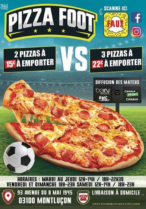 Pizza Foot — carte page 1