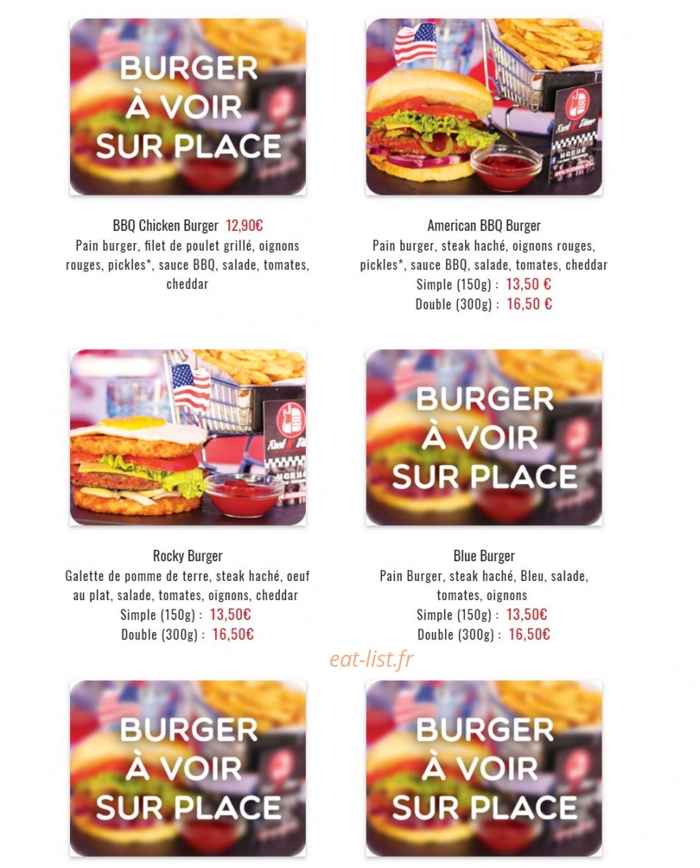 Rock N'Diner — carte page 4