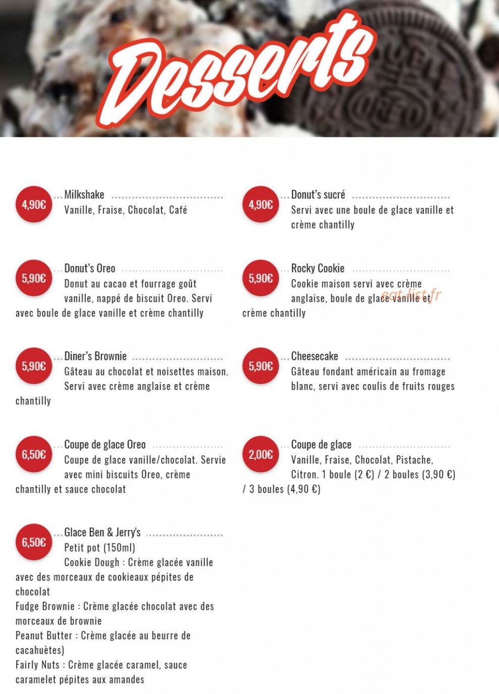 Rock N'Diner — carte page 7
