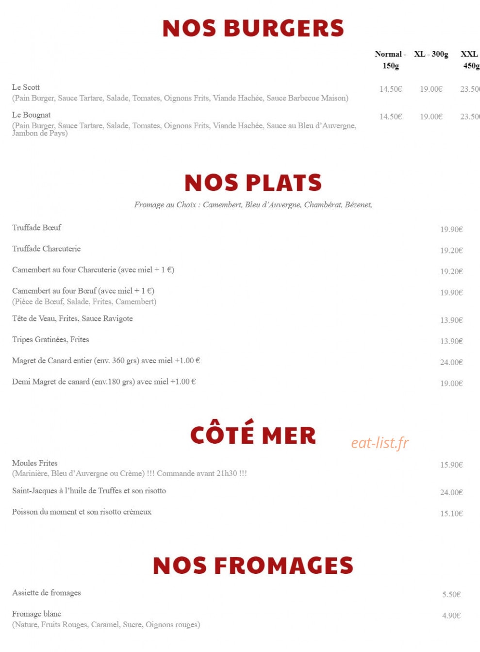 The Scott Resto — carte page 3