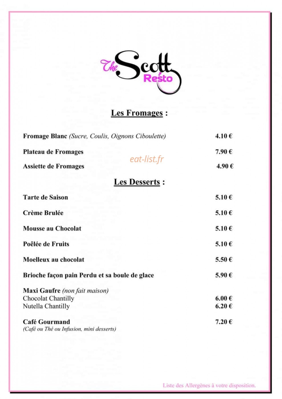 The Scott Resto — carte page 4