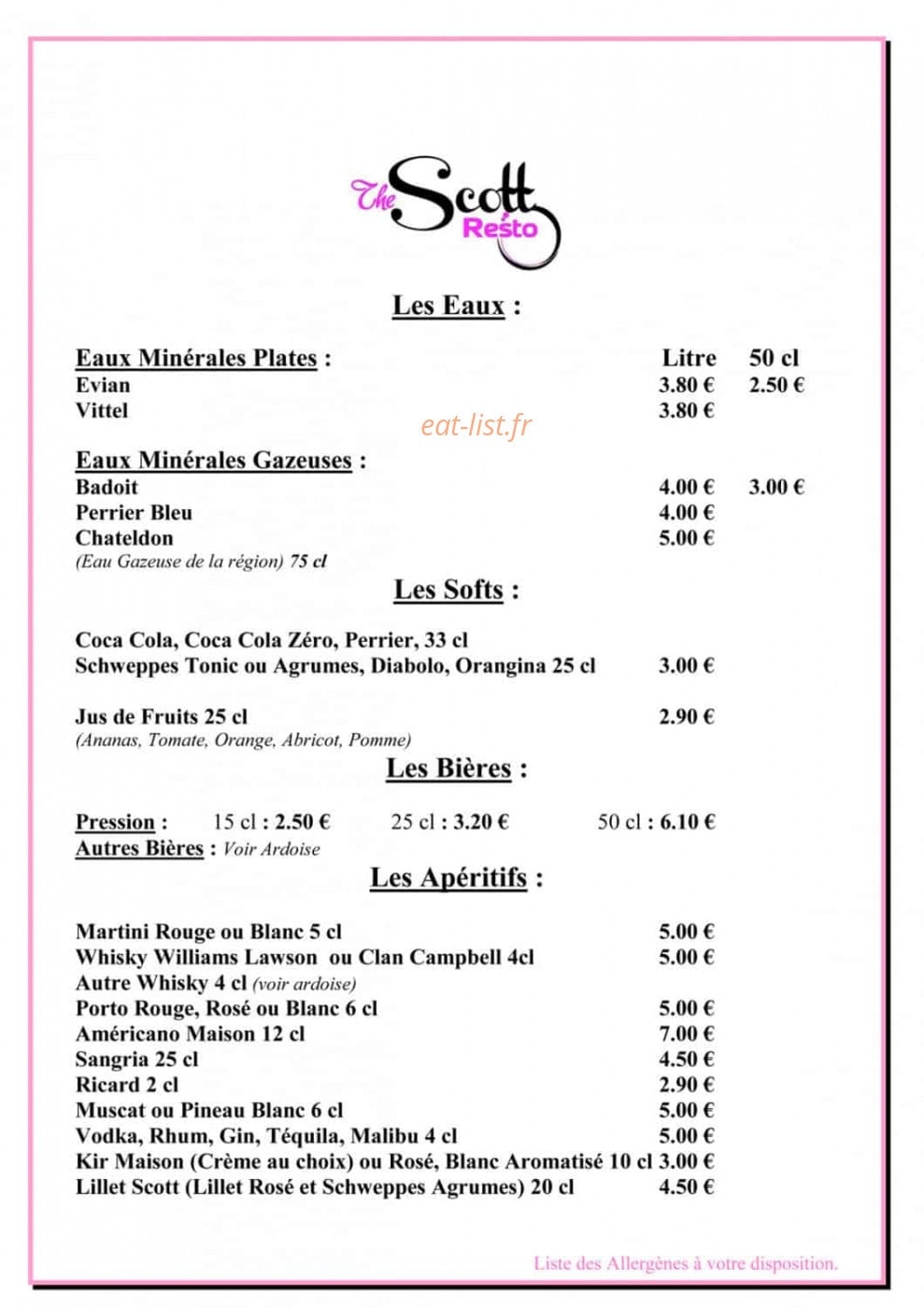 The Scott Resto — carte page 6