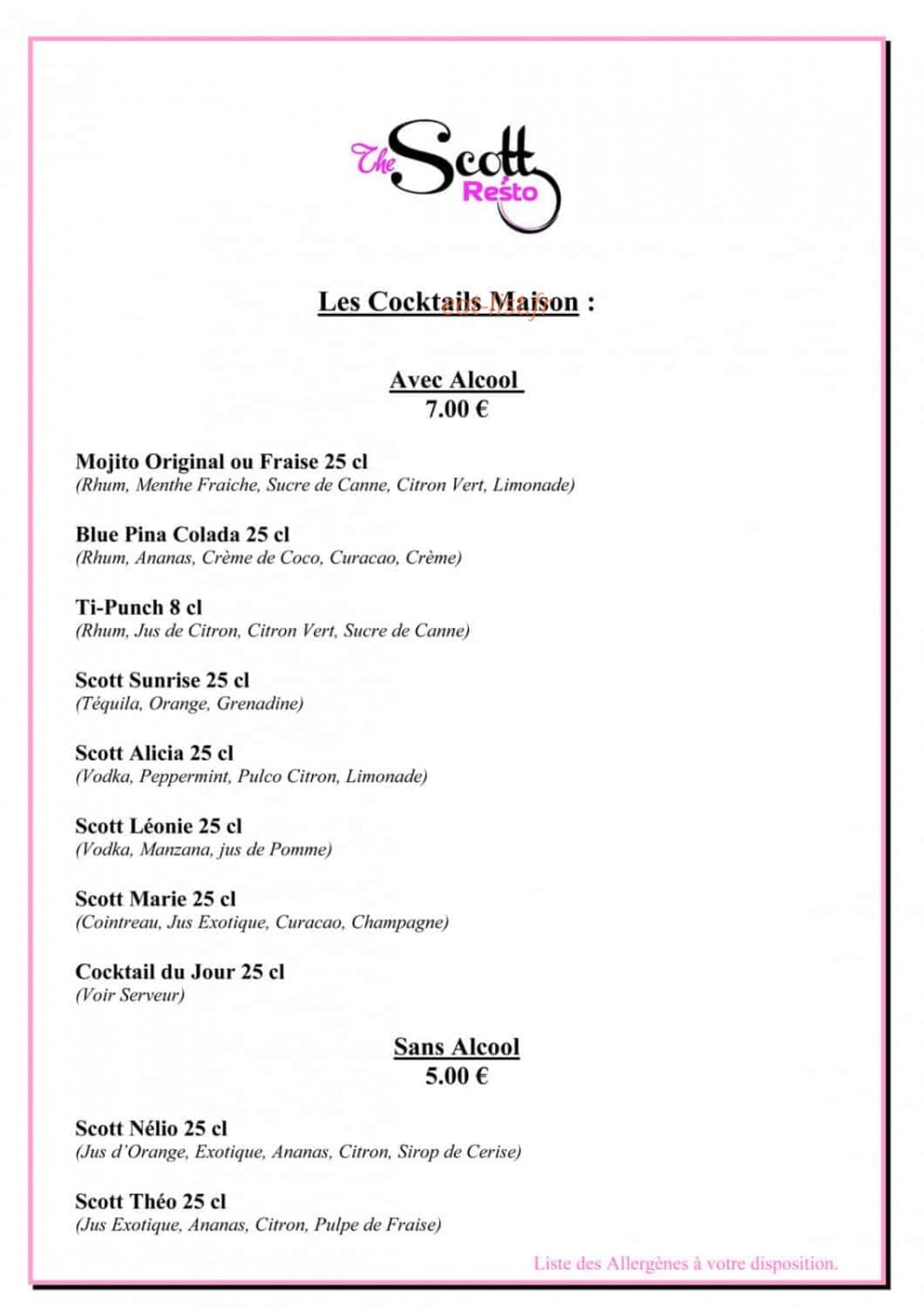 The Scott Resto — carte page 7