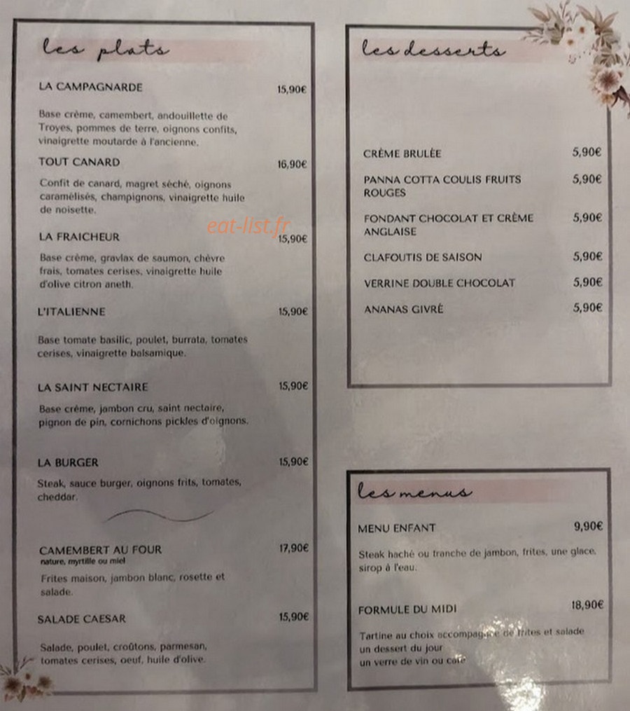Thom Tartines — carte page 1