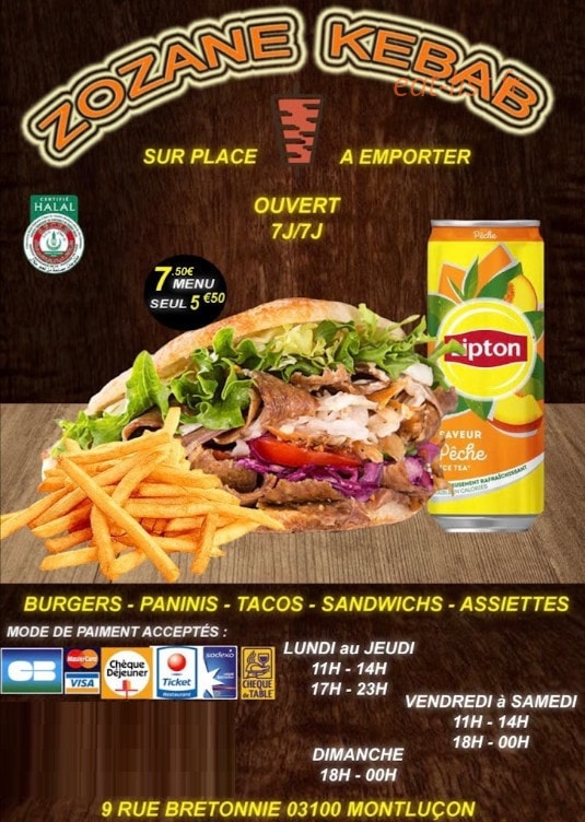 Zozane Kebab — carte page 1