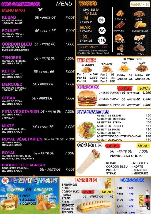 Zozane Kebab — carte page 2