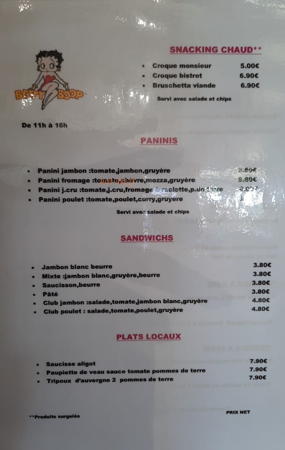 Le Betty Boop — carte page 2