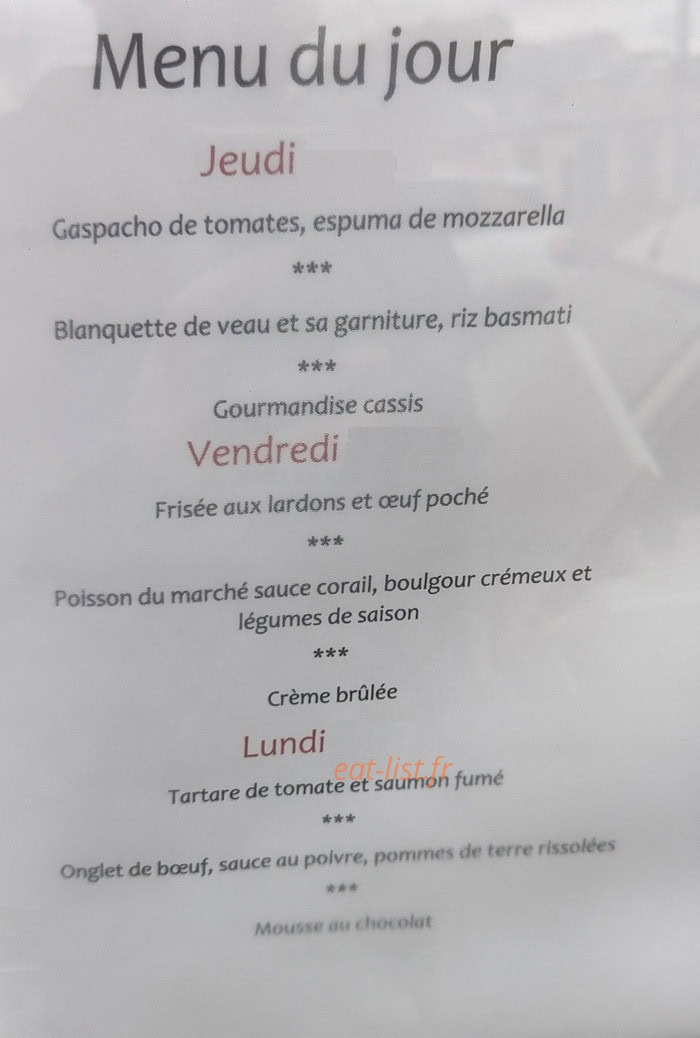 Le Petit Gourmand — carte page 1