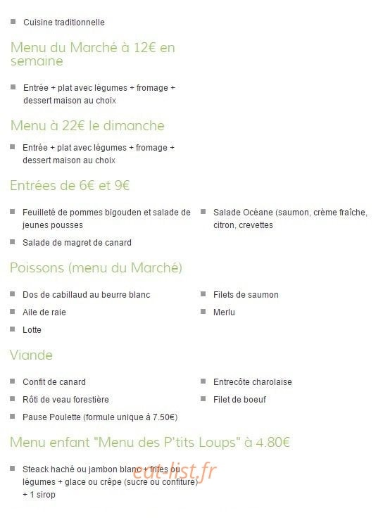 Les Délices de Babette — carte page 1