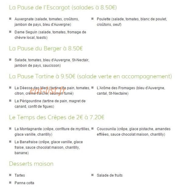 Les Délices de Babette — carte page 2