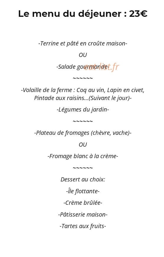 Ferme Auberge Le Vieux Logis — carte page 1