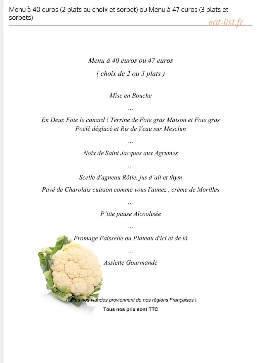 Auberge des Tureaux — carte page 4