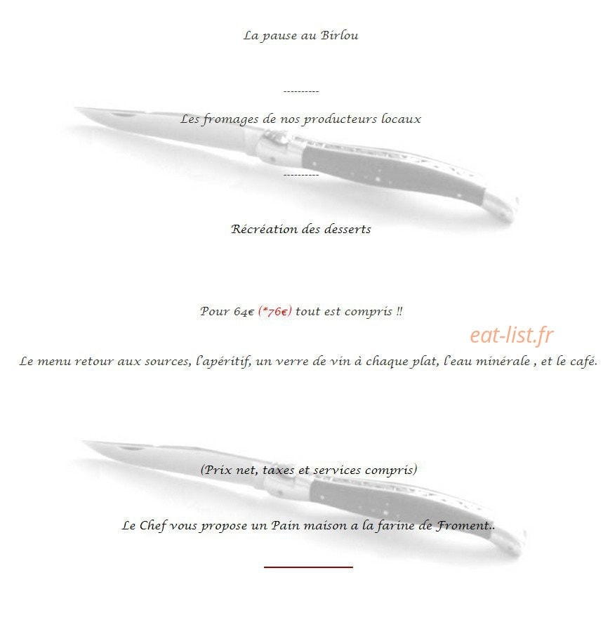 L'Auberge des Ris — carte page 5