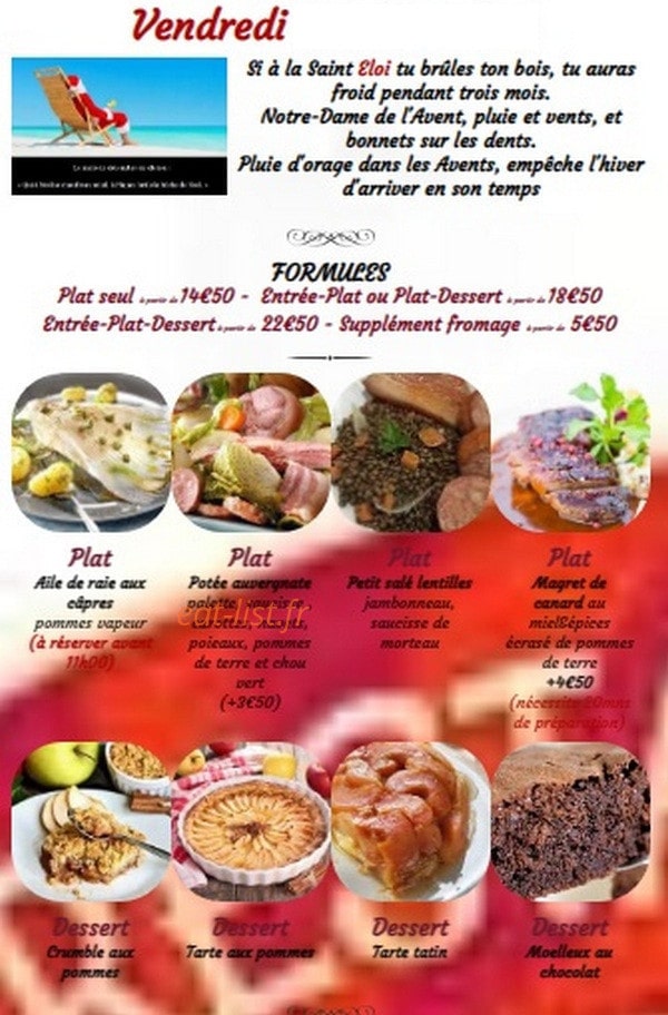 Bistrot La Coupe d'Or — carte page 1