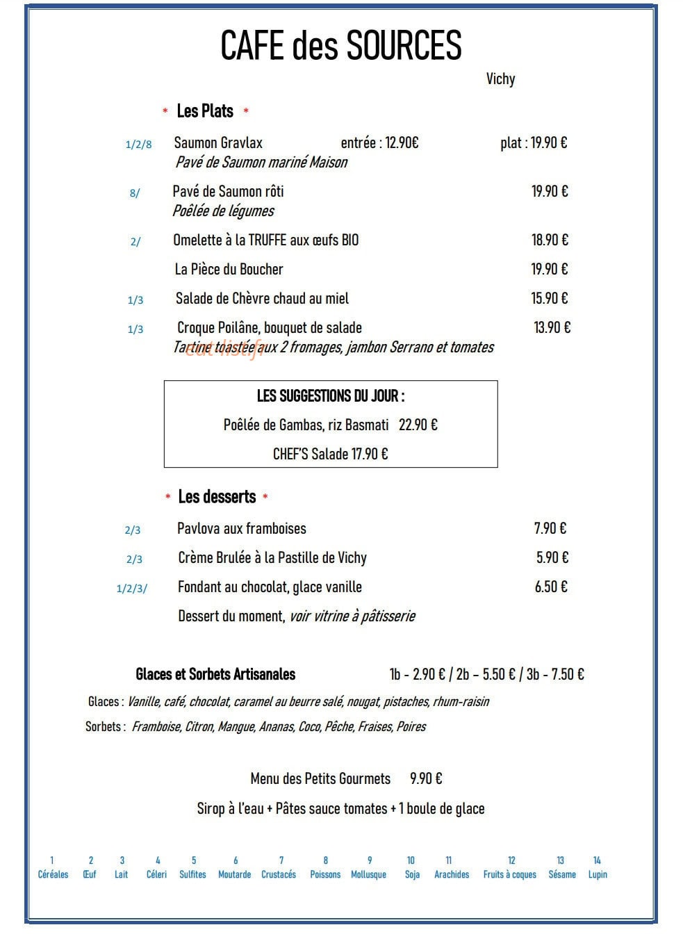 Café des Sources — carte page 1