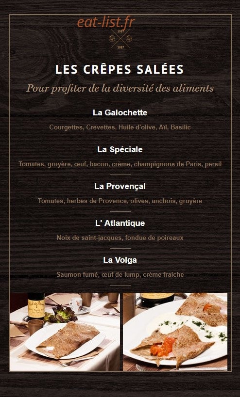 Crêperie Joséphine — carte page 1