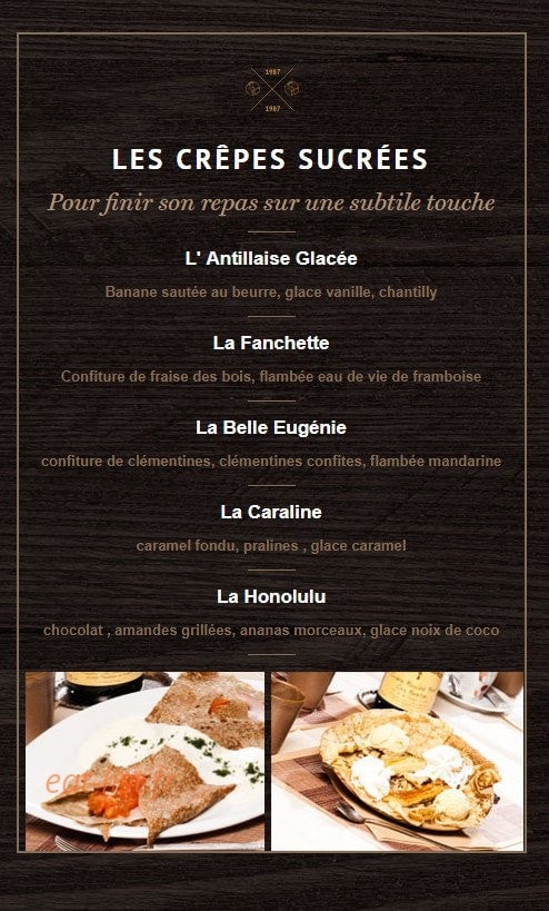 Crêperie Joséphine — carte page 2