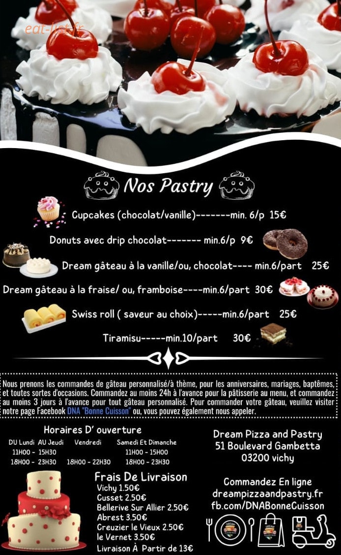 Dream Pizza and Pastry — carte page 4